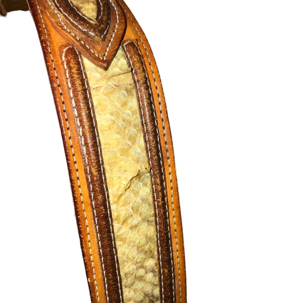 Vintage Real Python Snakeskin Statement Belt L 36… - image 5